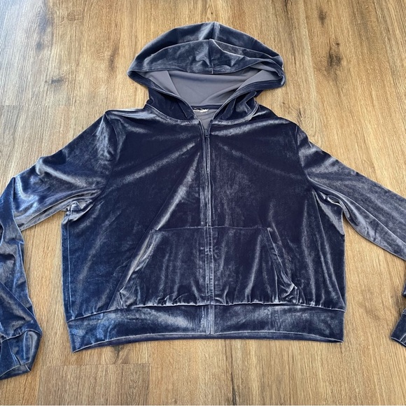 PINK Victorias Secret Velour Track Suit Jacket Size XL Y2K Style Blue Bedazzled - Picture 1 of 6